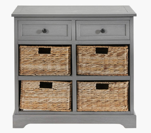 Devonshire Grey Wooden 4 Basket Sideboard