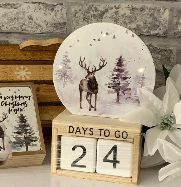 Stag Wooden Christmas Countdown Calendar