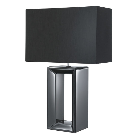 Black Mirror Reflection Table Lamp with Black Oblong Shade 