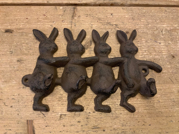 Cast Iron Dancing Rabbits Hook