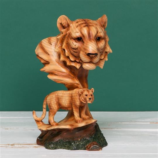Wood Effect Tiger And Cub