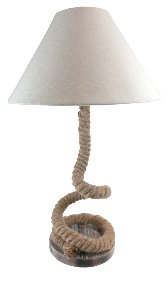 Rope Twist Table Lamp With Natural Cotton Shade