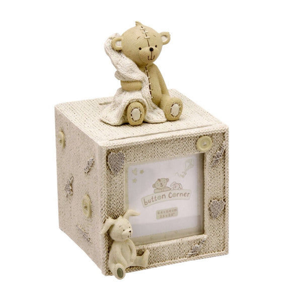 Button Corner Money Box Cube With Photo Frame