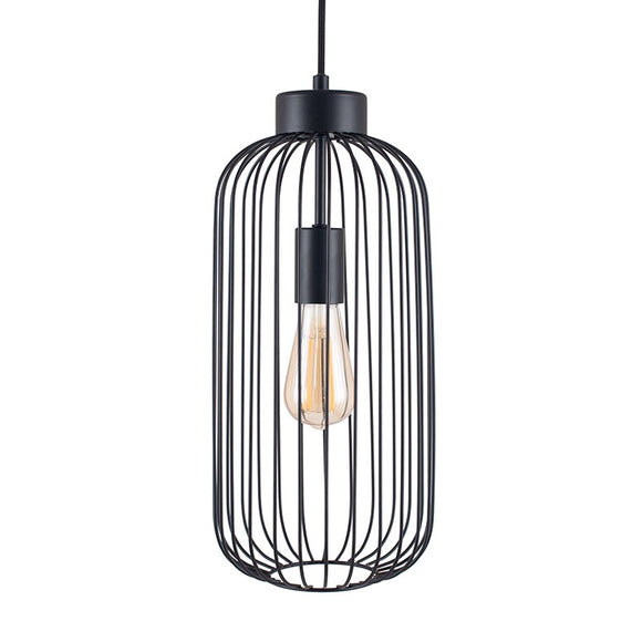 Tall Industrial Cage Pendant Light Fitting