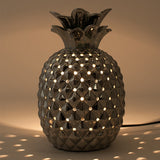 Pineapple Metallic Silver Ceramic Table Lamp