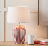 Cannes Mulberry Ceramic Stripe Table Lamp