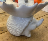 White Ceramic Hedgehog And Leaf Dish