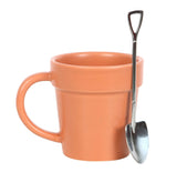 Ceramic Plant Pot Mug With Metal Shovel Teaspoon