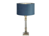 Classic Candlestick Glass And Chrome Table Lamp With Velvet Shade