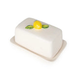 White Ceramic Butter Dish With Lemon Handle