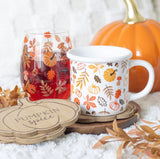 Autumn Mix Of Acorns Leaves And Pumpkins Glass