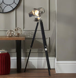 Black Wooden Hollywood Style Floor Lamp