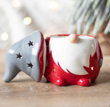 Red And Grey Ceramic Christmas Gonk Oil/ Wax Melt Burner