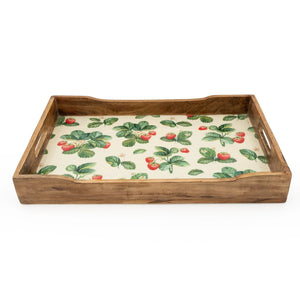 Strawberry Decorated Mango Wooden Serving Tray