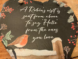 Large Christmas Slate Heart With Robin Plaque