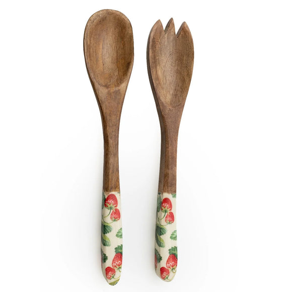 Strawberry Decorated Serving Spoon And Fork Set