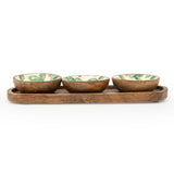 Strawberry Set Of 3 Bowls On Mango Tray