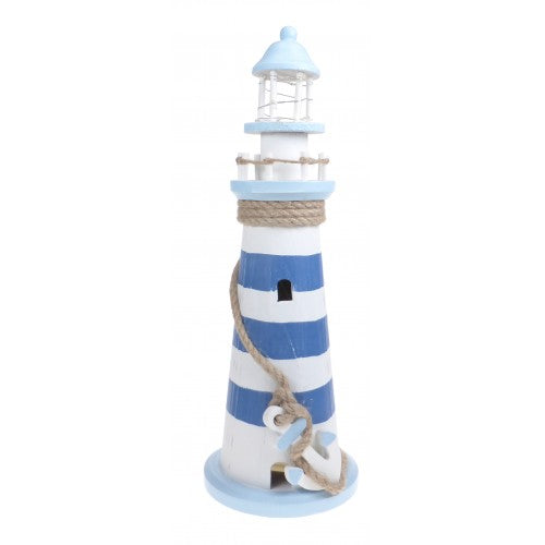 Wooden Blue And White LED Lighthouse