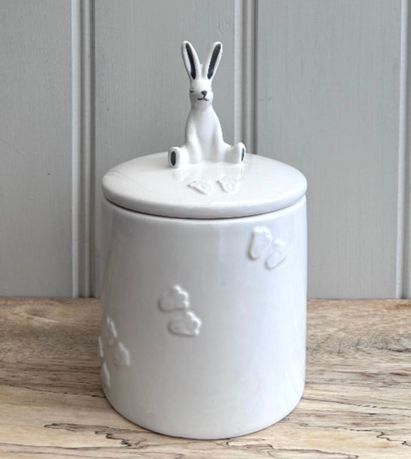 White Ceramic Bunny Storage Jar