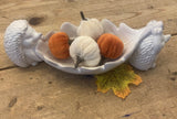 White Ceramic Hedgehogs Carrying A Leaf Dish