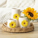 White Ceramic Jug Decorated With 3D Sunflower