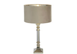 Classic Candlestick Glass And Chrome Table Lamp With Velvet Shade