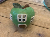 Ceramic Green Apple House Tea Light Holder