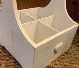 White Washed Wooden Trug With Heart Detail