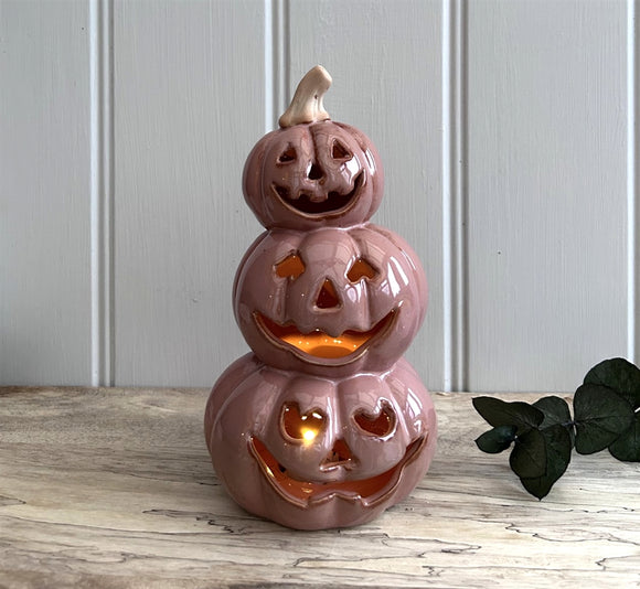 Ceramic Pumpkin Triple Stack LED Ornament