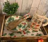 Strawberry Decorated Mango Wooden Serving Tray