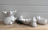 White Ceramic Hedgehogs Carrying A Leaf Dish