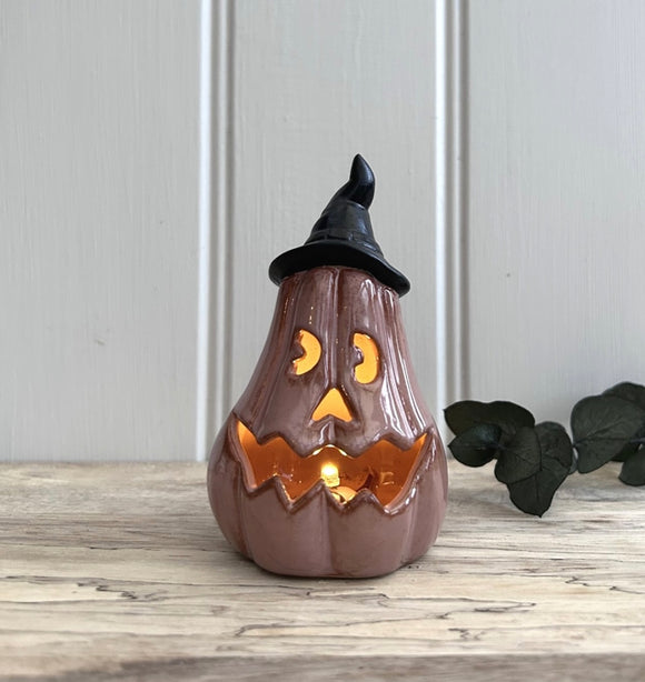 Ceramic Pumpkin Ornament With LED Light