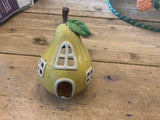 Ceramic Yellow Pear House Tea Light Holder