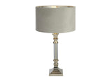 Classic Candlestick Glass And Chrome Table Lamp With Velvet Shade