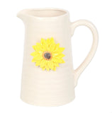 White Ceramic Jug Decorated With 3D Sunflower