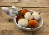 White Ceramic Squirrel On An Acorn Bowl