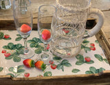 Strawberry Decorated Mango Wooden Serving Tray