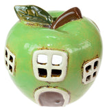 Ceramic Green Apple House Tea Light Holder