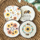 Bee And Sunflower Summer Solstice Set Of Coasters