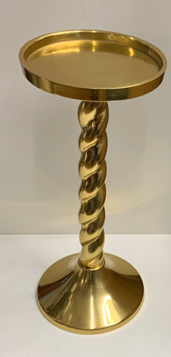 Gold Pillar Twist Candlestick 20 cm