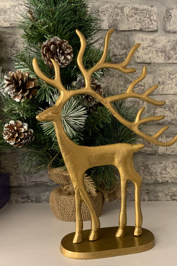 Distressed Gold Large Standing Reindeer