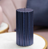 Metallic Blue Glitter Pillar Candle