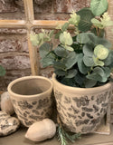 Pine Cone Ceramic Set Of 2 Planters