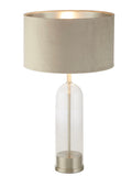 Cambridge Satin Nickel Base With Glass And Velvet Shade
