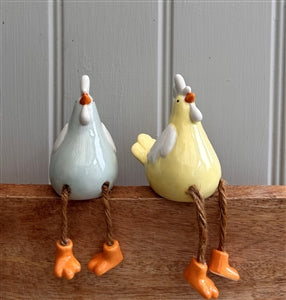 Chicken Ceramic Ornament With Dangling Legs