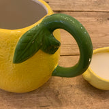 Ceramic Lemon Jug With Green Leaf Handle