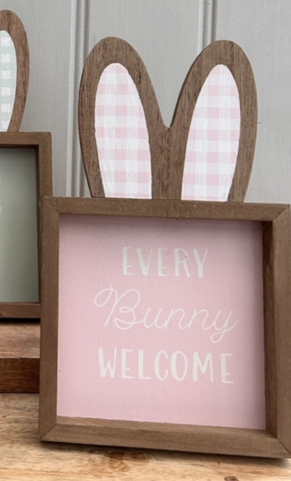 Bunny Ears Wooden Easter Sign Pink