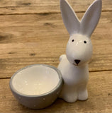 White Ceramic Bunny Egg Cup Holder