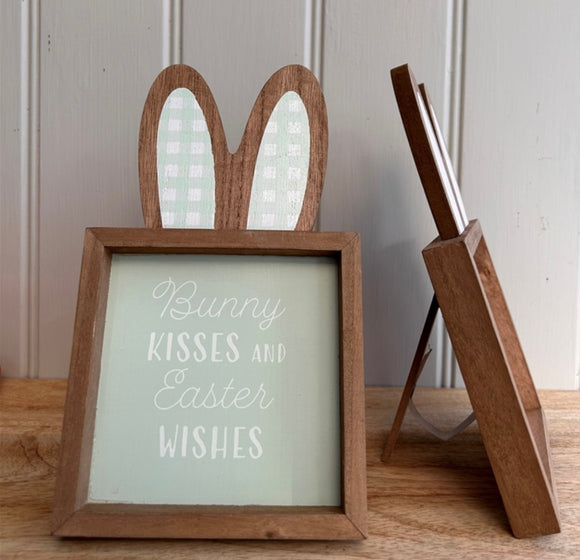 Bunny Ears Wooden Easter Sign Green