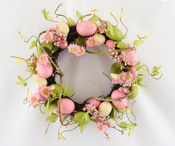 Pink Blossom And Egg Wreath